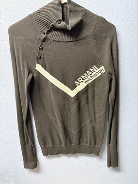 Armani Exchange Women's Black Button-Neck Sweater